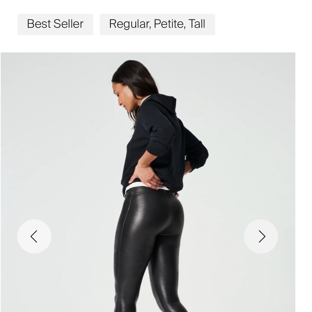SPANX Black faux, leather leggings - Picture 2 of 16